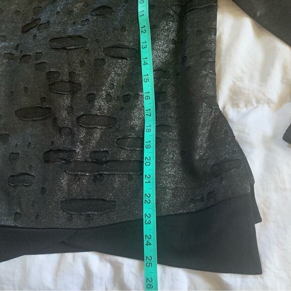 Black Metallic | Distressed Medium Pullover | Allen B. Schwartz | Black Ripped - Picture 7 of 11